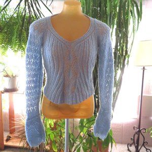 Fuzzy light blue sweater handknit
